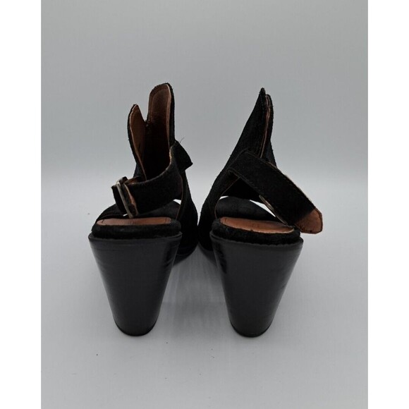 Frye Courtney Black Suede Peep Toe Heeled Booties Women's Size 9B - Picture 4 of 12